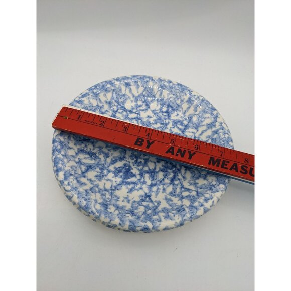 Two Bentson West Splatter Spongeware 8" Salad Dessert Plates Farmhouse Blue/Whit - Picture 4 of 5